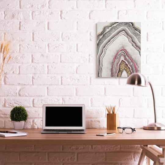 Stupell Industries Pink Neutral Geode Rock Canvas Wall Art